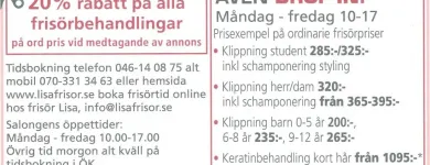 Företag 1 bild LISA FRISÖR / TINISALONGEN Personlig Vård & Service i Lund M